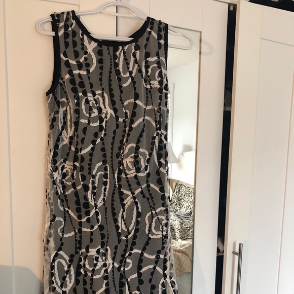 Sheer Overlay Medium Tank Abstract Dress  by Frank Lyman - Picture 1 of 5